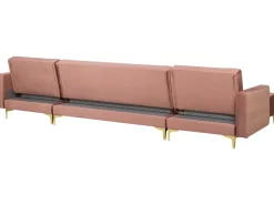 5 Seater U-Shaped Modular Velvet Sofa With Ottoman Pink Aberdeen
