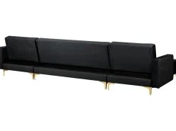 5 Seater U-Shaped Modular Velvet Sofa With Ottoman Black Aberdeen