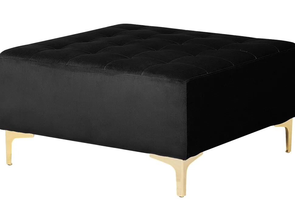 5 Seater U-Shaped Modular Velvet Sofa With Ottoman Black Aberdeen
