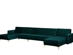 6 Seater U-Shaped Modular Velvet Sofa Teal Aberdeen