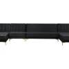 6 Seater U-Shaped Modular Velvet Sofa Black Aberdeen