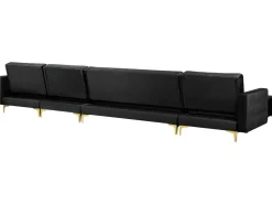 6 Seater U-Shaped Modular Velvet Sofa Black Aberdeen