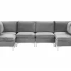 6 Seater U-Shaped Modular Velvet Sofa Grey Evja