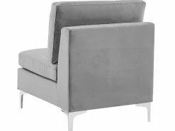 6 Seater U-Shaped Modular Velvet Sofa Grey Evja