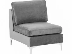 6 Seater U-Shaped Modular Velvet Sofa Grey Evja