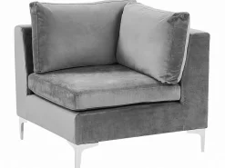 6 Seater U-Shaped Modular Velvet Sofa Grey Evja