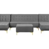 5 Seater U-Shaped Modular Velvet Sofa With Ottoman Grey Aberdeen