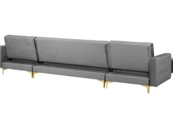 5 Seater U-Shaped Modular Velvet Sofa With Ottoman Grey Aberdeen