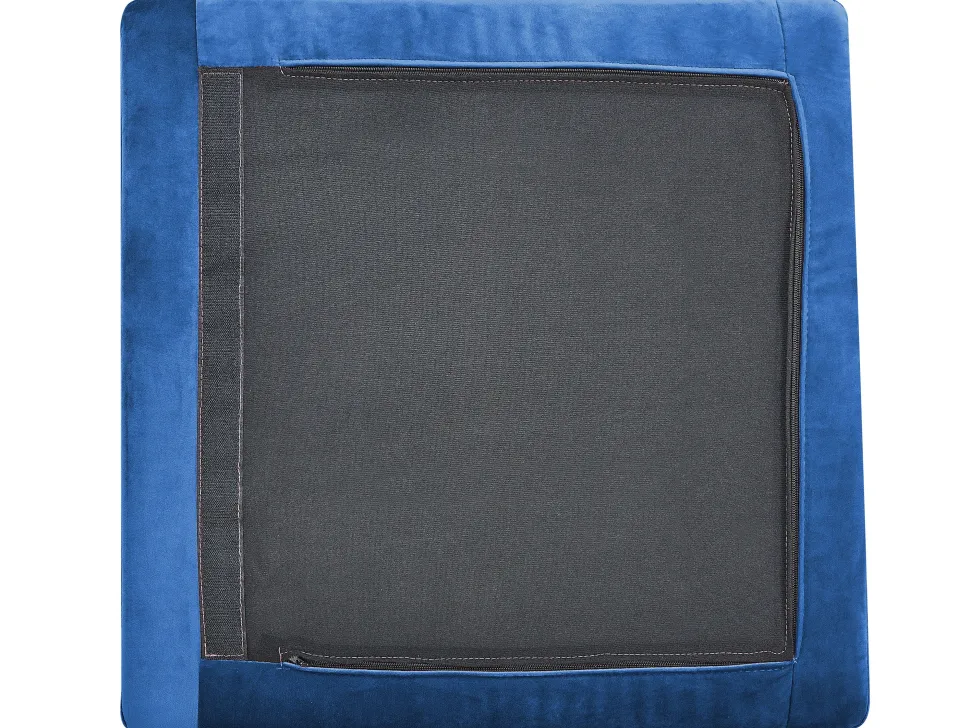 6 Seater U-Shaped Modular Velvet Sofa With Ottoman Blue Evja