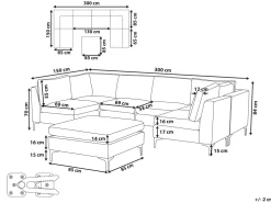 6 Seater U-Shaped Modular Velvet Sofa With Ottoman Blue Evja