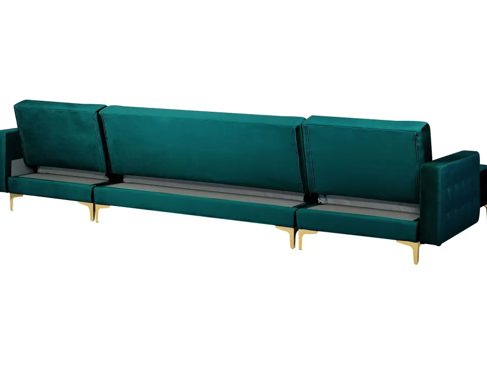 5 Seater U-Shaped Modular Velvet Sofa With Ottoman Teal Aberdeen