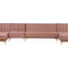6 Seater U-Shaped Modular Velvet Sofa Pink Aberdeen
