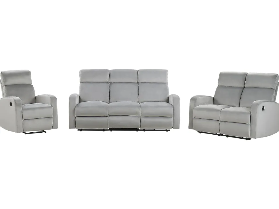 2 Seater Velvet Electric Recliner Sofa Light Grey Verdal