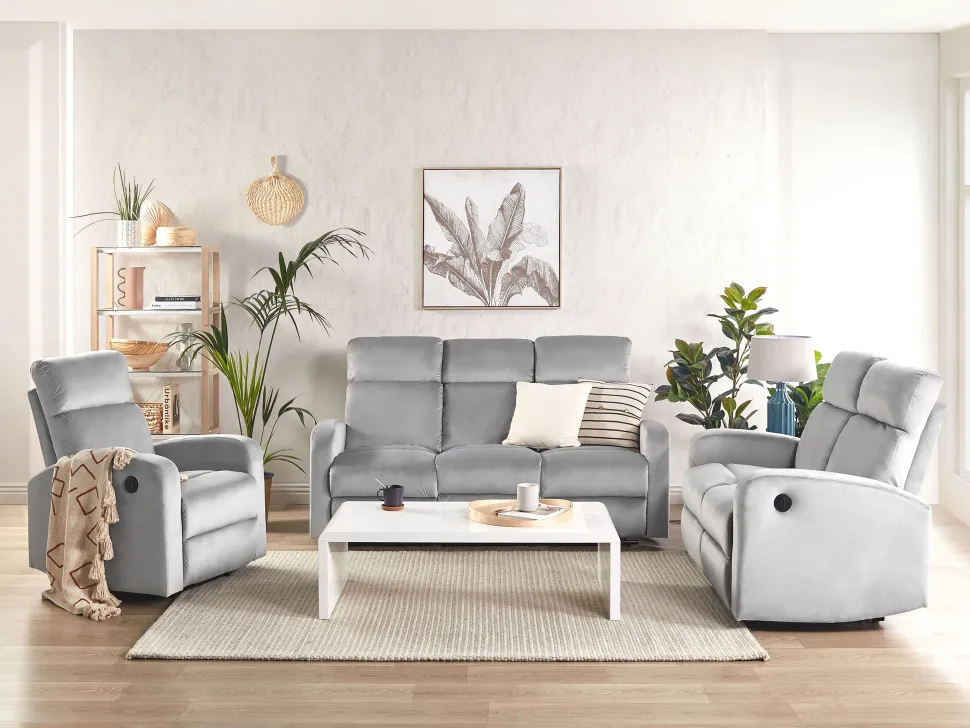 2 Seater Velvet Electric Recliner Sofa Light Grey Verdal