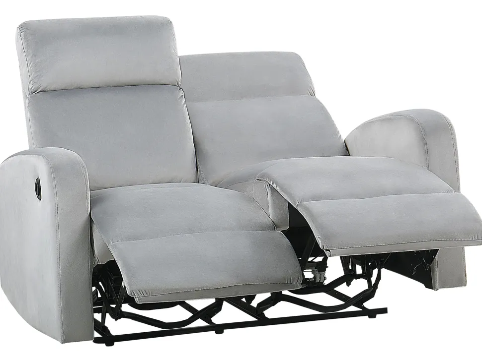 2 Seater Velvet Electric Recliner Sofa Light Grey Verdal