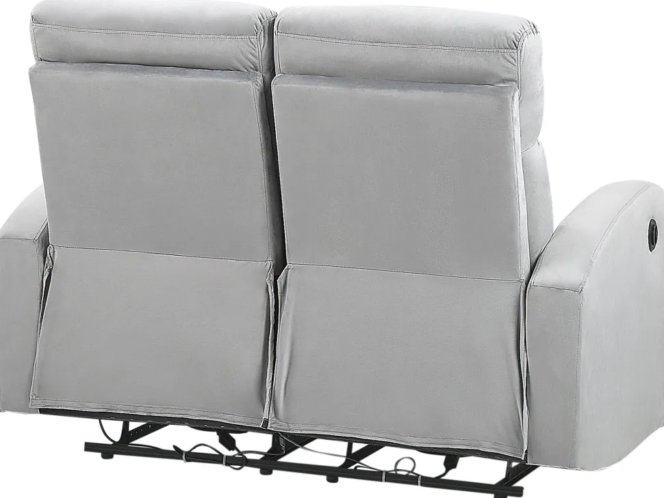 2 Seater Velvet Electric Recliner Sofa Light Grey Verdal