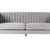 3 Seater Velvet Fabric Sofa Light Grey Arvika