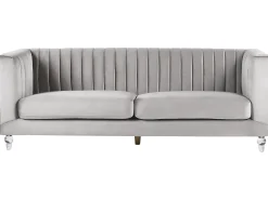 3 Seater Velvet Fabric Sofa Light Grey Arvika