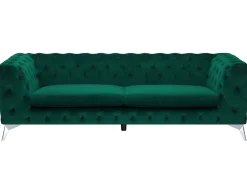3 Seater Velvet Fabric Sofa Emerald Green Sotra