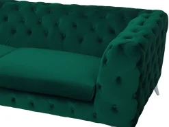 3 Seater Velvet Fabric Sofa Emerald Green Sotra