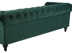 3 Seater Velvet Fabric Sofa Green Chesterfield
