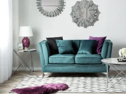 2 Seater Velvet Fabric Sofa Teal Gaula
