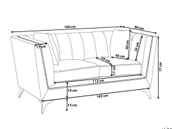 2 Seater Velvet Fabric Sofa Teal Gaula