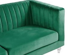 3 Seater Velvet Fabric Sofa Green Arvika