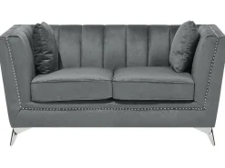 2 Seater Velvet Fabric Sofa Grey Gaula