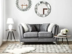 2 Seater Velvet Fabric Sofa Grey Gaula