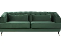 3 Seater Velvet Fabric Sofa Green Sletta
