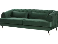 3 Seater Velvet Fabric Sofa Green Sletta