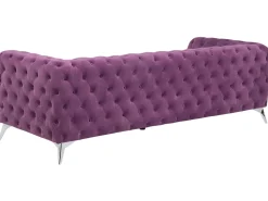 3 Seater Velvet Fabric Sofa Purple Sotra