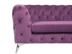 3 Seater Velvet Fabric Sofa Purple Sotra