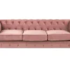 3 Seater Velvet Fabric Sofa Pink Chesterfield