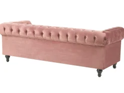 3 Seater Velvet Fabric Sofa Pink Chesterfield