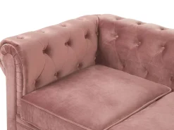 3 Seater Velvet Fabric Sofa Pink Chesterfield
