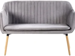 2 Seater Velvet Kitchen Sofa Grey Taby