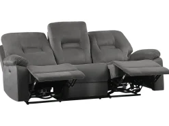 3 Seater Velvet Led Electric Recliner Sofa With Usb Port Grey Bergen