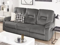 3 Seater Velvet Led Electric Recliner Sofa With Usb Port Grey Bergen