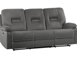 3 Seater Velvet Led Electric Recliner Sofa With Usb Port Grey Bergen
