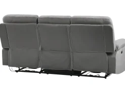 3 Seater Velvet Led Electric Recliner Sofa With Usb Port Grey Bergen