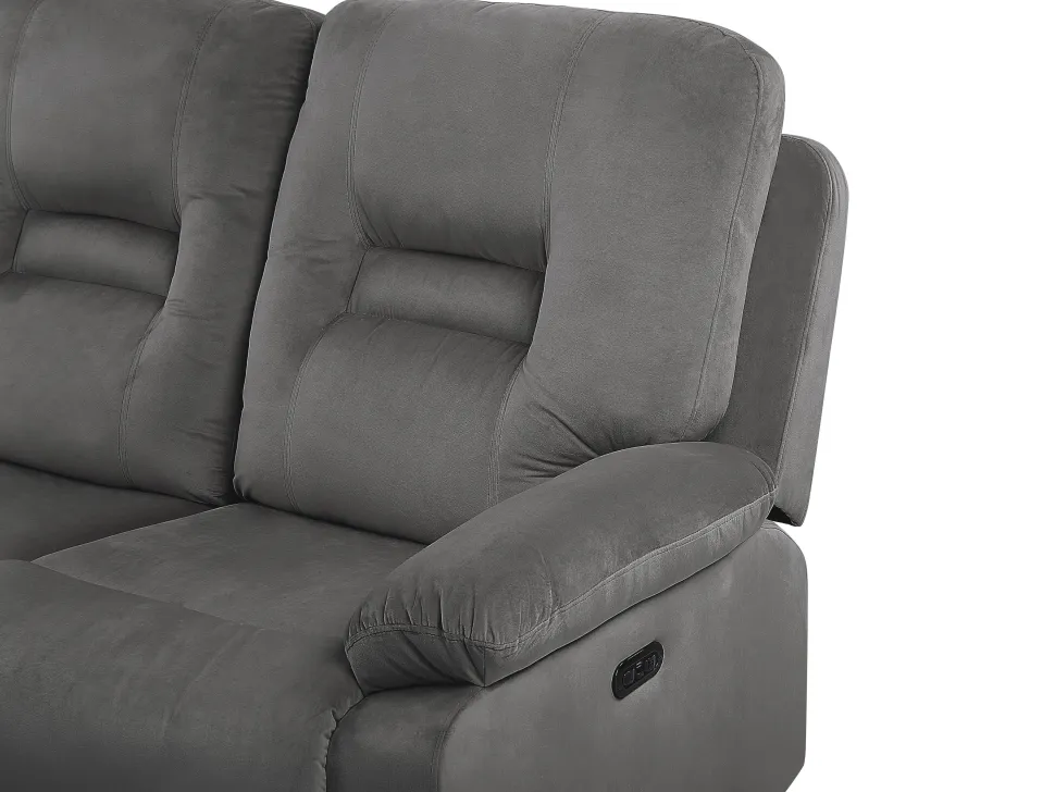 3 Seater Velvet Led Electric Recliner Sofa With Usb Port Grey Bergen