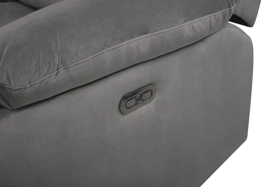 3 Seater Velvet Led Electric Recliner Sofa With Usb Port Grey Bergen