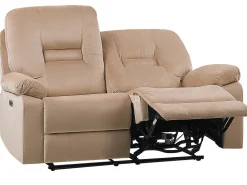 2 Seater Velvet Led Electric Recliner Sofa With Usb Port Beige Bergen