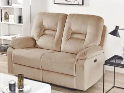 2 Seater Velvet Led Electric Recliner Sofa With Usb Port Beige Bergen