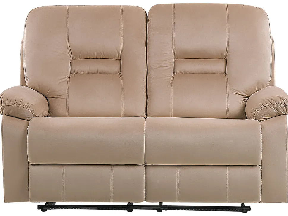2 Seater Velvet Led Electric Recliner Sofa With Usb Port Beige Bergen