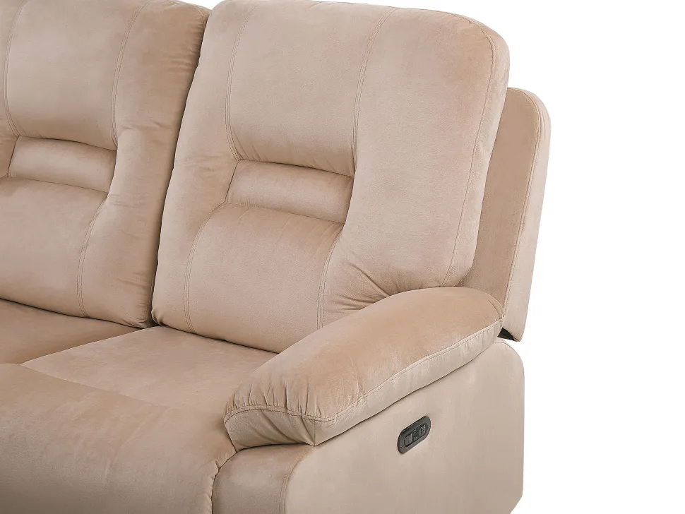 2 Seater Velvet Led Electric Recliner Sofa With Usb Port Beige Bergen