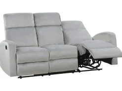 3 Seater Velvet Manual Recliner Sofa Light Grey Verdal