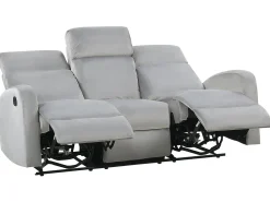 3 Seater Velvet Manual Recliner Sofa Light Grey Verdal